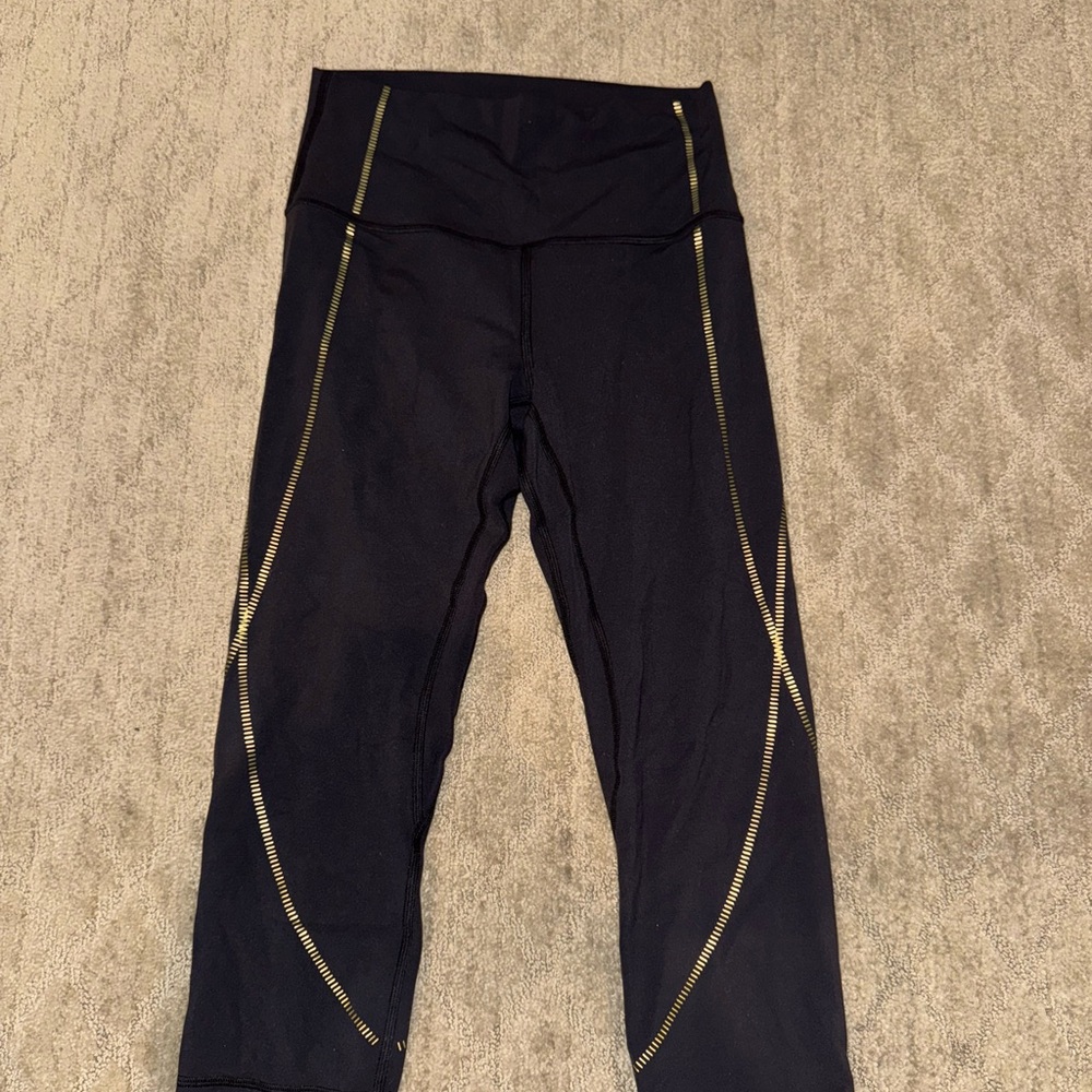 lululemon athletica Black Leggings with Gold Accents
